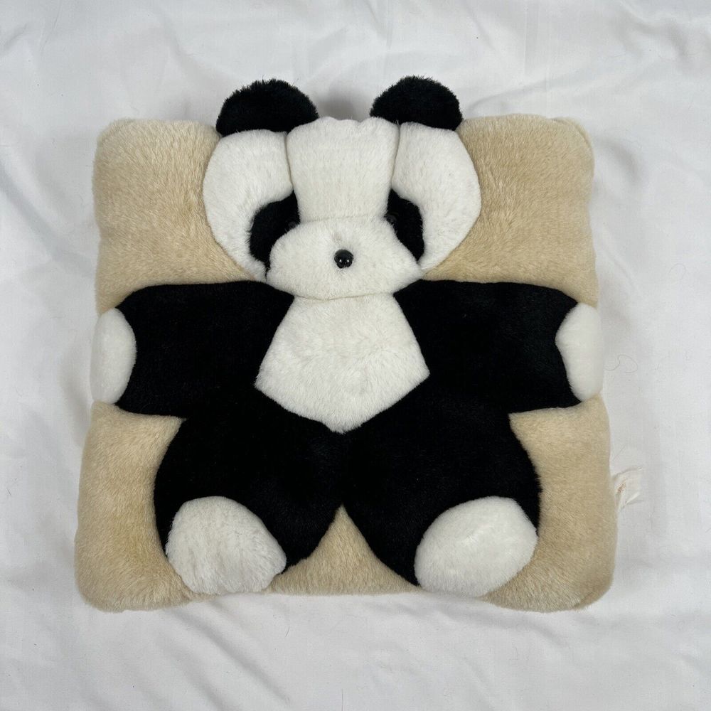 Vintage1998 TWIE Plush Panda Bear Pillow 10 Inch Square Decorative - Picture 1 of 7